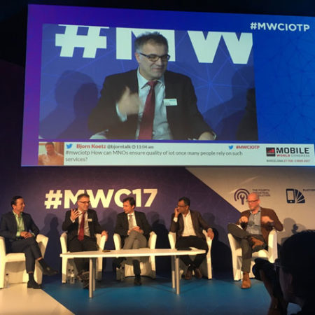 Adil Kaya at the Panen on IoT at the Mobile World Congress (MWC) in Barcelona, 2017